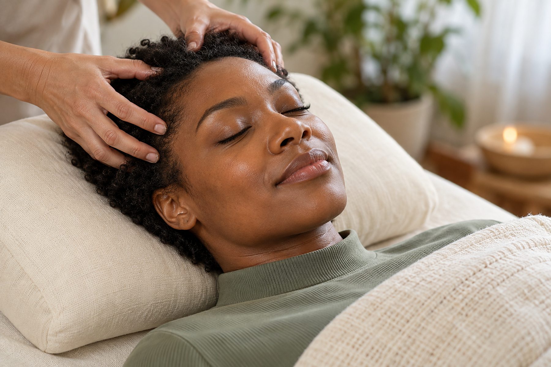 Massage apaisant du cuir chevelu